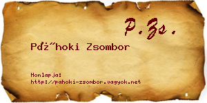 Páhoki Zsombor névjegykártya