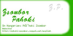 zsombor pahoki business card